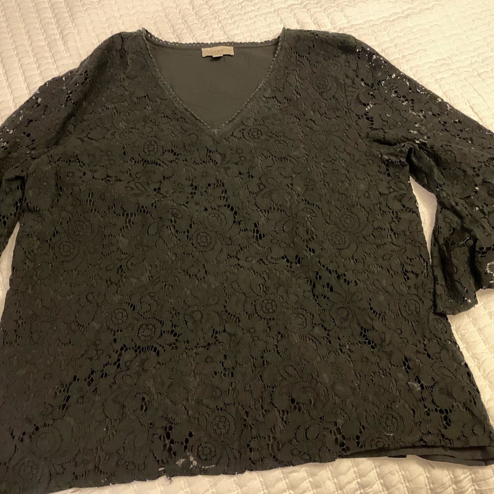Loft lace detail black blouse